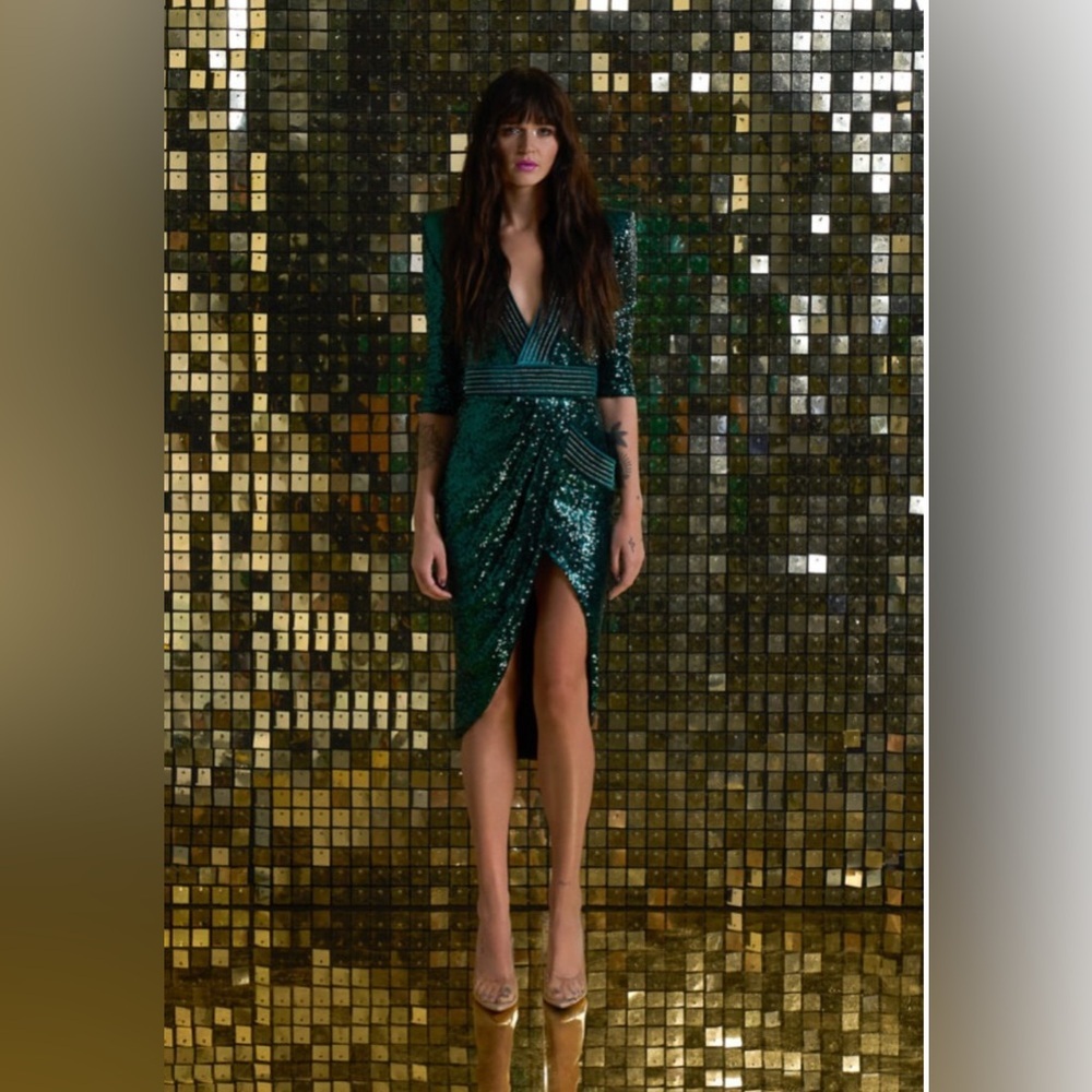 Zhivago Green Sequin Midi Dress